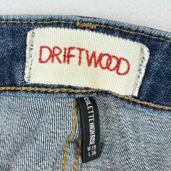 Driftwood Colette High Rise Jeans Size 29 Embroidered Cuff DW-P40373A - Picture 6 of 9